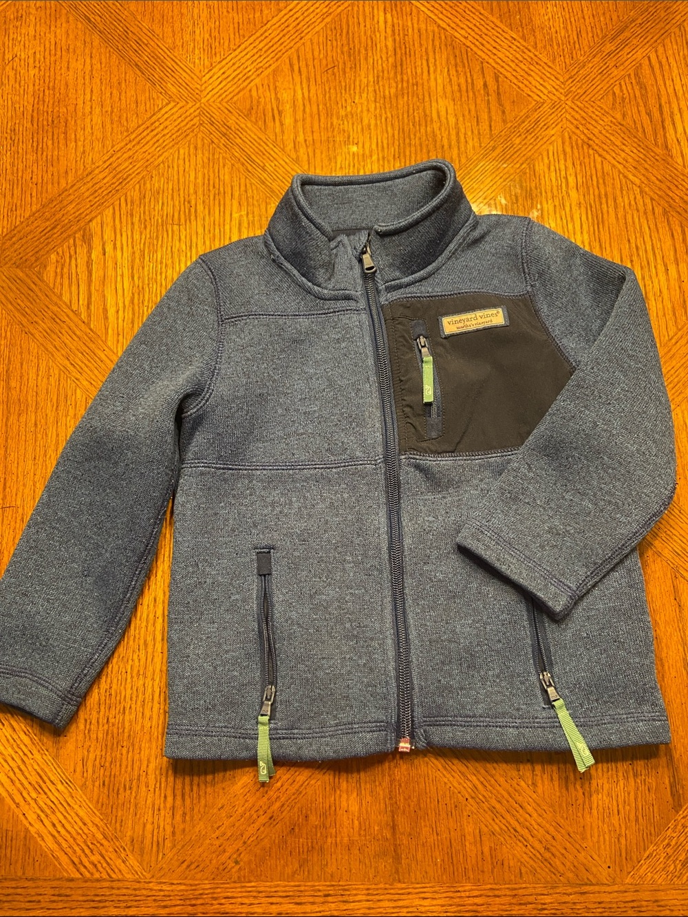 Vineyard Vines Kids Heather Navy Full-Zip Fleece Jacket